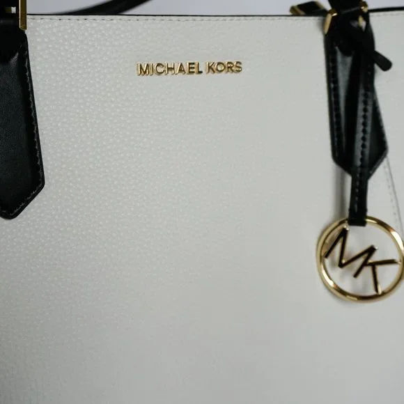 Michael Kors Kimberly Small Bonded Tote Leather Bag White Back - Picture 8 of 10